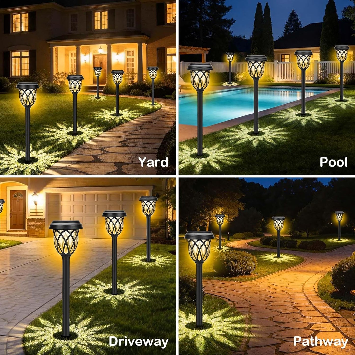 Solar Lights Outdoor 12 Pack Solar Garden Lights Waterproof IP65 Solar Landscape Lights Solar Pathway Lights for Patio, Yard, Driveway Decoration (Warm White