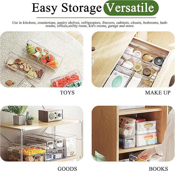bealy 2 Pack Refrigerator Organizers and Storage, Stackable Clear Pull out Drawer Organizer Bins, BPA-Free Fridge Organizer and Storage for Fruit, Produce, Drink, Snack and Food Storage Containers