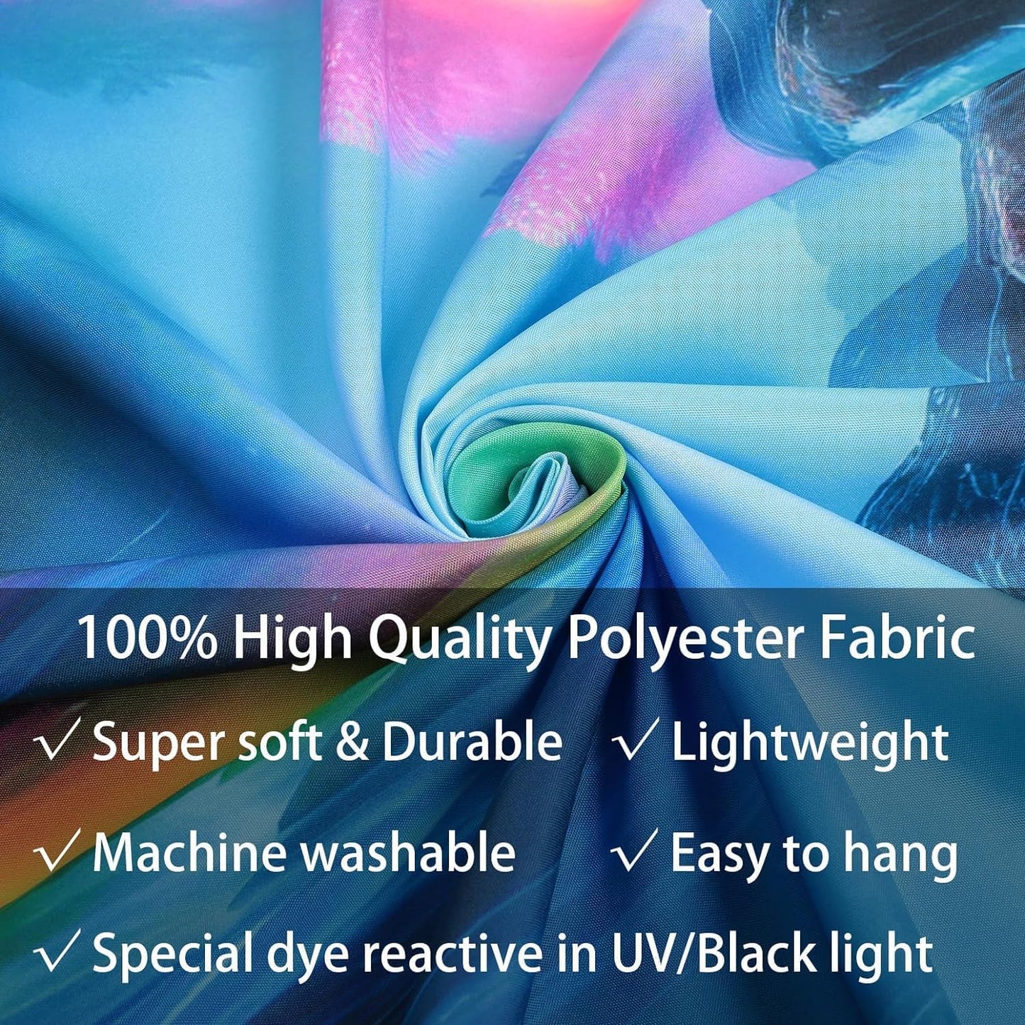 SparkLia Blacklight Waterfall Planet Tapestry, UV Reactive Glow in the Dark Fantasy Landscape Mountain Wave Neon Nature Wall Hanging Tapestries for Bedroom - 90 x 70 inches