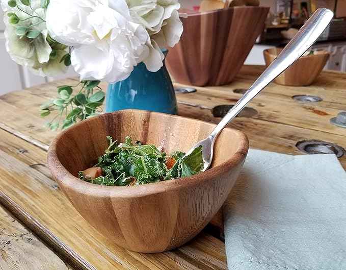 Lipper International Acacia Wave Serving Bowl for Fruits or Salads, Small, 6" Diameter x 3" Height, Single Bowl,20 fluif ounces