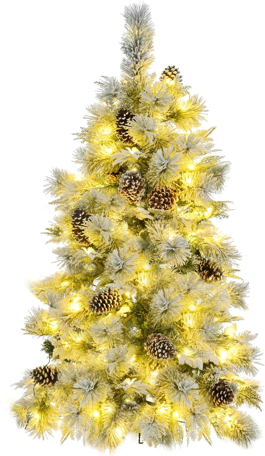 4FT Pre-Lit Spruce Snow Flocked Artificial Christmas Tree - Xmas Tree for Christmas,120 Multi-Color LED Lights and 170 Branch Tips, 11 Flashing Modes for Home Office Christmas Decor