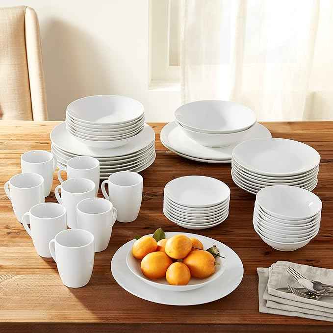 10 Strawberry Street 52 Pc Coupe Dinnerware Set, Service for 8, White,SM-5200-CP-W