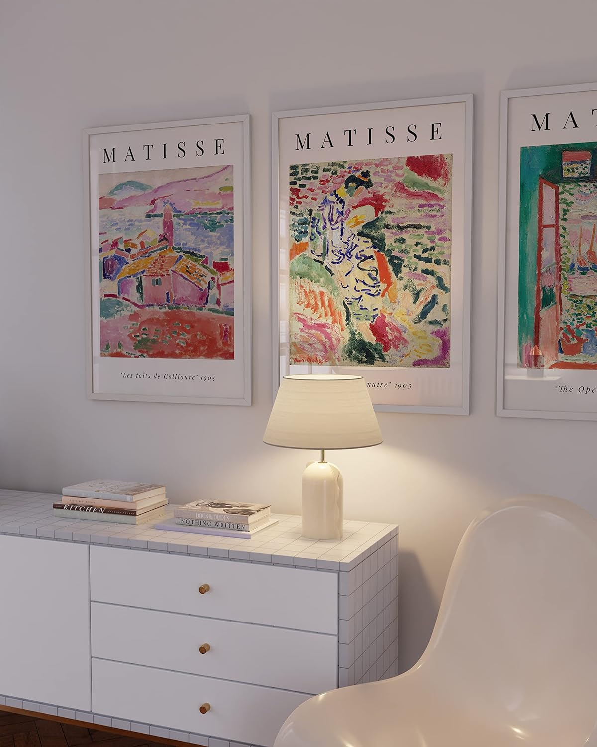 HAUS AND HUES 24x36 White Metal Picture Frames - Features Premium Aluminum, Vertical & Horizontal Hang, Shatterproof Plexiglass - Perfect for Home, Room, Office (24x36 in, White, Set of 3)