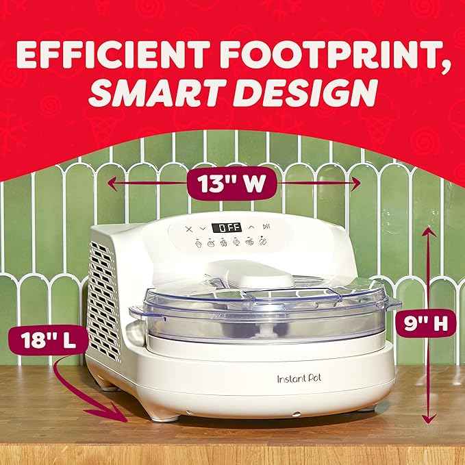 Instant Pot InstantChill Ice Cream Maker, No Pre‑Freeze, Pour, Press & Enjoy, Quiet Operation, Make IceCream in minutes*, Gelato, Sorbet, Rolled, Non‑Dairy, Mix‑Ins, Easy Clean up, Makes Up to 2 pints
