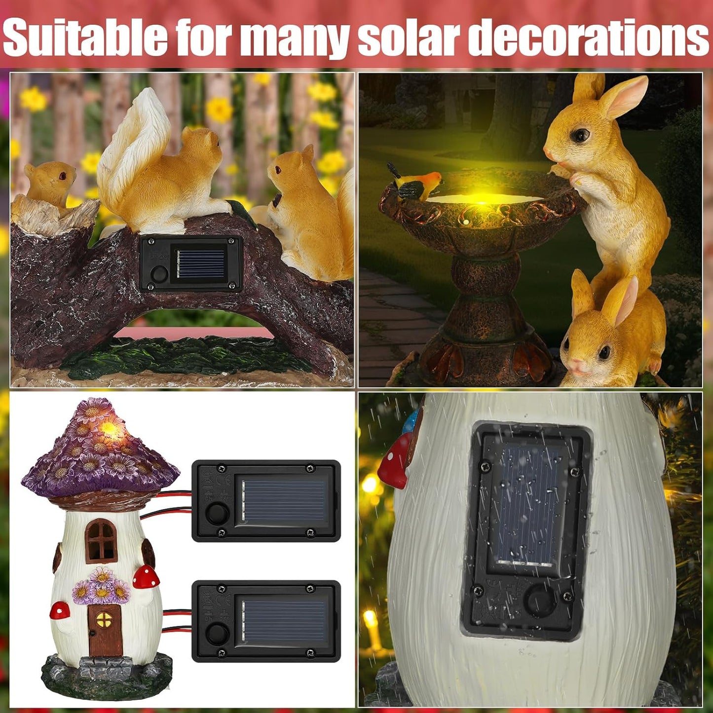 12 Pcs Solar Lantern Light Replacement Tops Parts for Outdoor Waterproof LED Panel Battery Box Replacement Solar Light Parts for Outdoor DIY Lanterns Garden Patio Decor