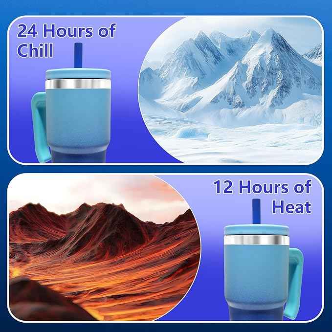 2PCS 20-OZ Insulated Water Bottle,Insulated Stainless Steel Tumbler,Reusable Cold Drink Thermos,BPA-Free, Double-Wall Stainless Steel Water Bottle (Royal Blues, 20, Fluid Ounces)