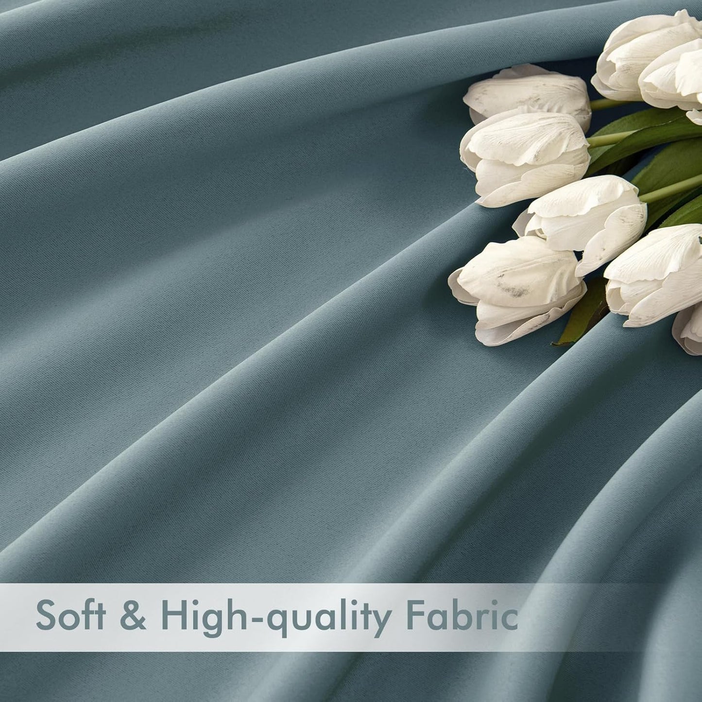 MIULEE Greyish Blue Back Tab Blackout Curtains 108 Inch Long 2 Panels Set for Bedroom, Rod Pocket/Pinch Pleat Extra Long Thermal Insulated Living Room Darkening Pleated Light Blocking Drapes