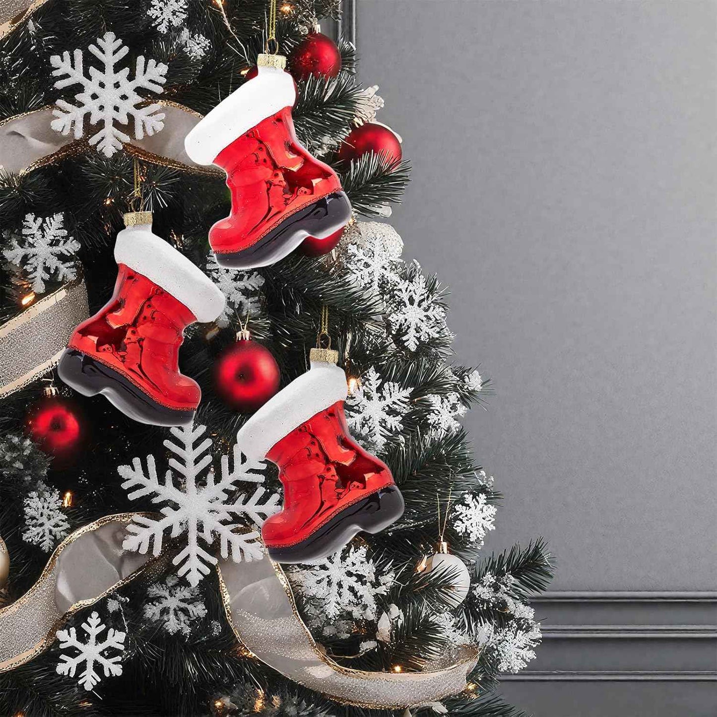 Hanging Christmas Ornaments 2025, Handcrafted Glass Blown Xmas Tree Decorations Holiday Ornaments Funny Gifts Collectible Winter Festival Decor for Home Party, Christmas Boots