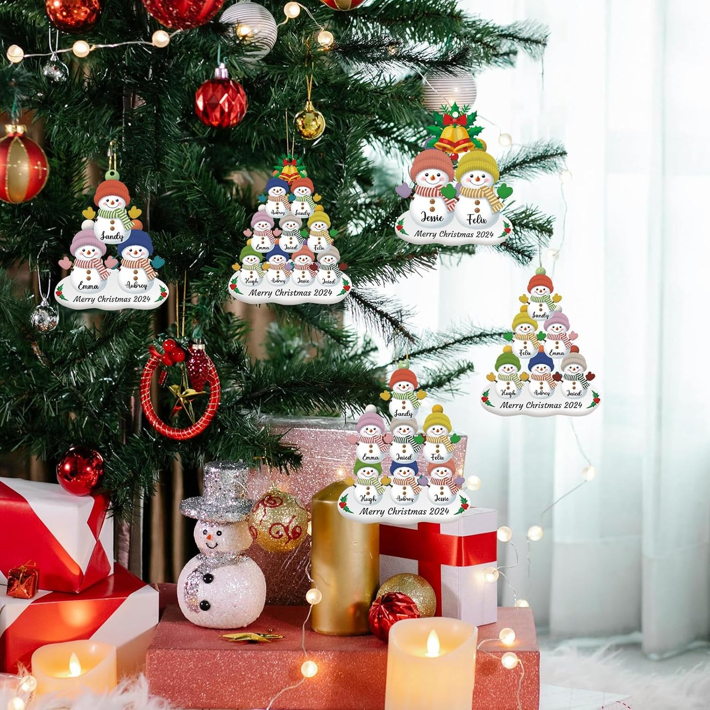 Personalized Snowman Christmas Ornament 2025, Photo Acrylic Customized Family Christmas Snowman Ornament with Picture for Xmas Tree Decor Custom Gifts