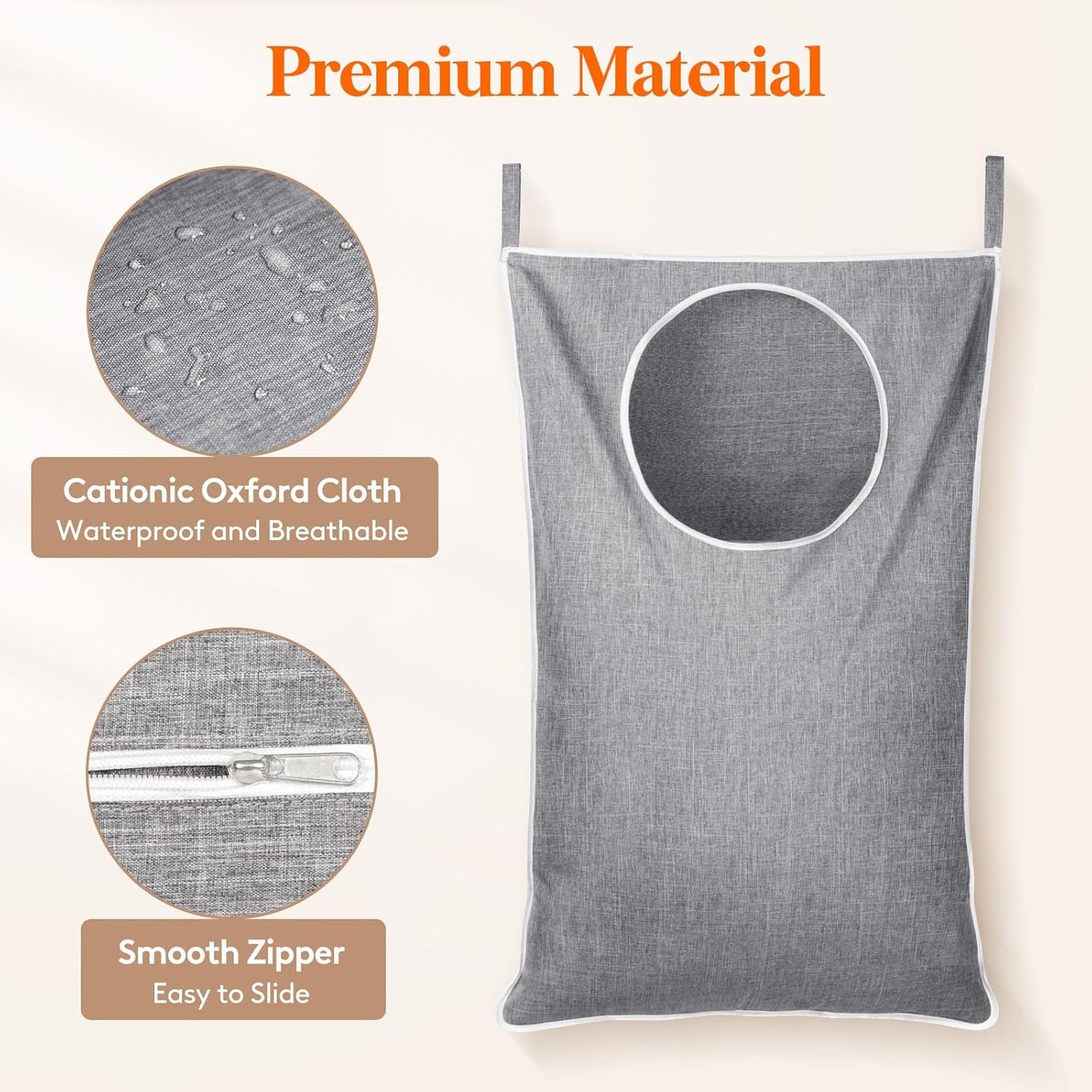 Lifewit Over Door Laundry Hamper, Large Collapsible Hanging Laundry Hamper, Hanging Laundry Basket Bag for Bathroom Bedroom Dirty Clothes Storage Organizer, Light Gray