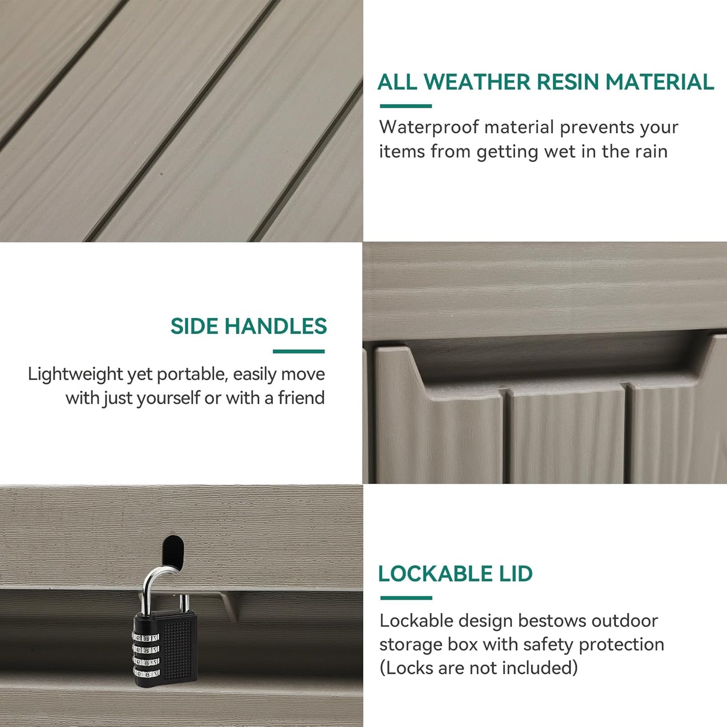 YITAHOME 45 Gallon Deck Box, Outdoor Storage Box for Patio Cushions, Outdoor Tools, Gardening Tools, Sports Equipment, and Throw Pillows, Lockable and Waterproof, Brown