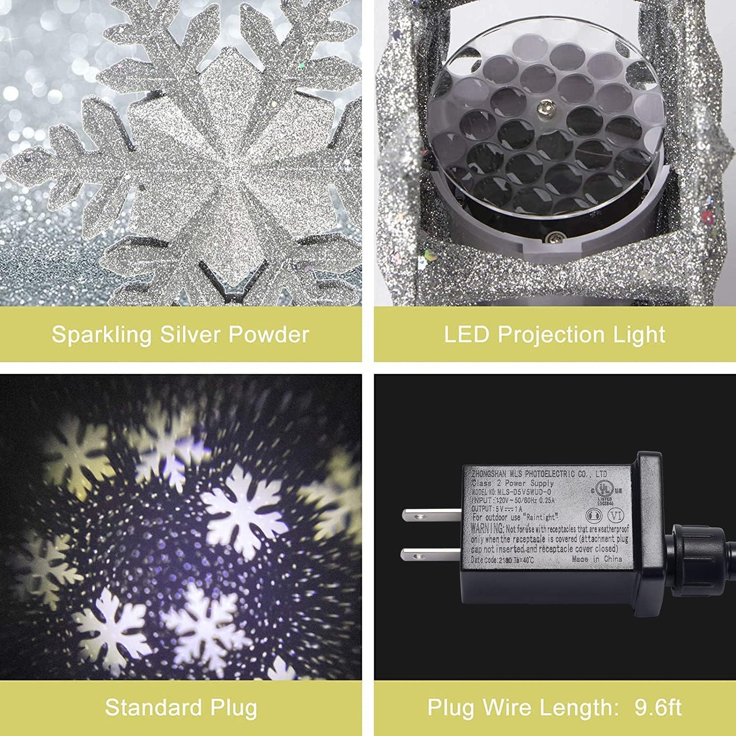 Snowflake Christmas Tree Toppers Lighted, with LED Rotating Snowflake Projector Lights for Indoor Outdoor Christmas Tree Decorations (Silver)