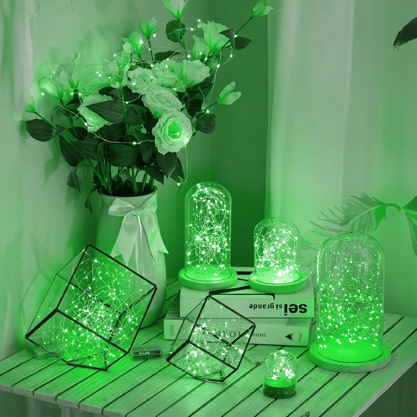 Lakumu LED String Lights Battery Operated, Fairy Lights with Timer, Mini LED Twinkle Lights for Bedroom, Christmas Decorations, Wedding, Vine, Centerpiece Table Decor (5M/16FT Green)