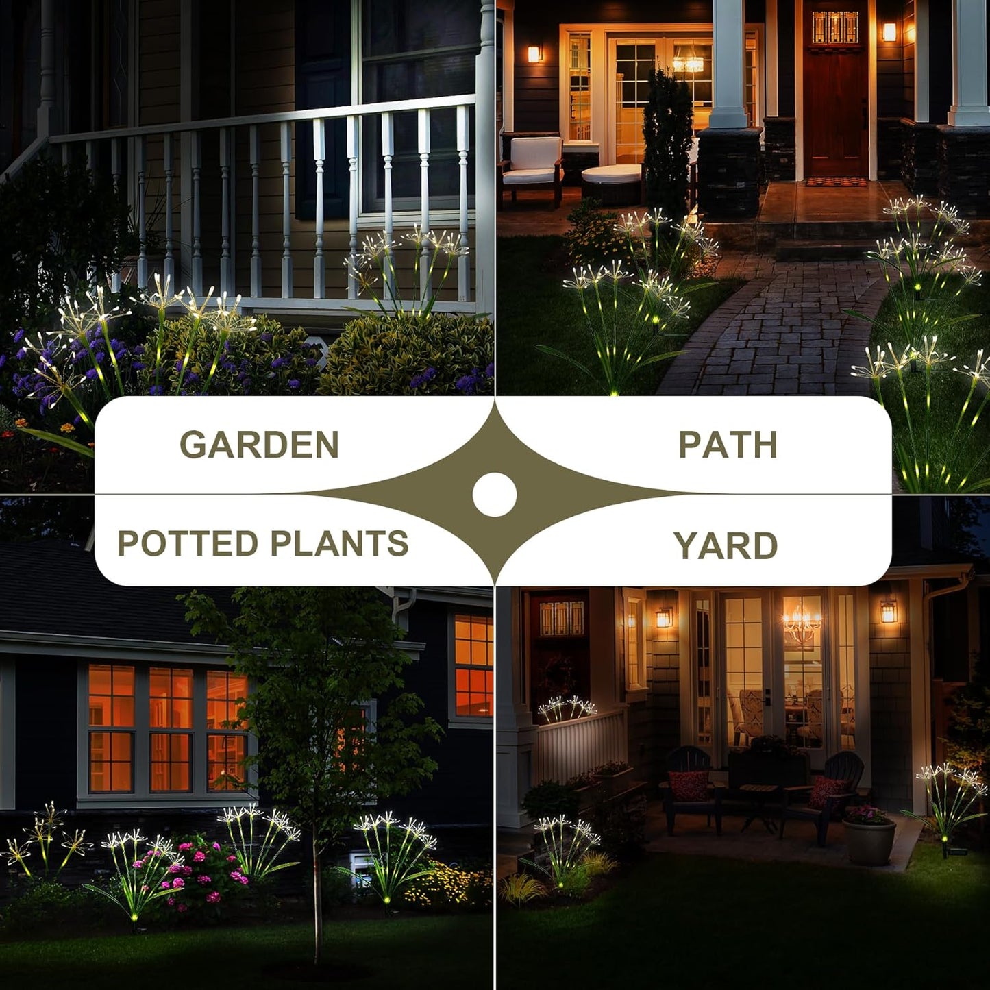 Solar Garden Lights Decor: Gardening Gifts for Women Mothers Day Warm White - Waterproof Twinkling Swaying Firefly Solar Lights Outdoor with 2 Modes for Yard Patio Pathway Decoration 4-Pack