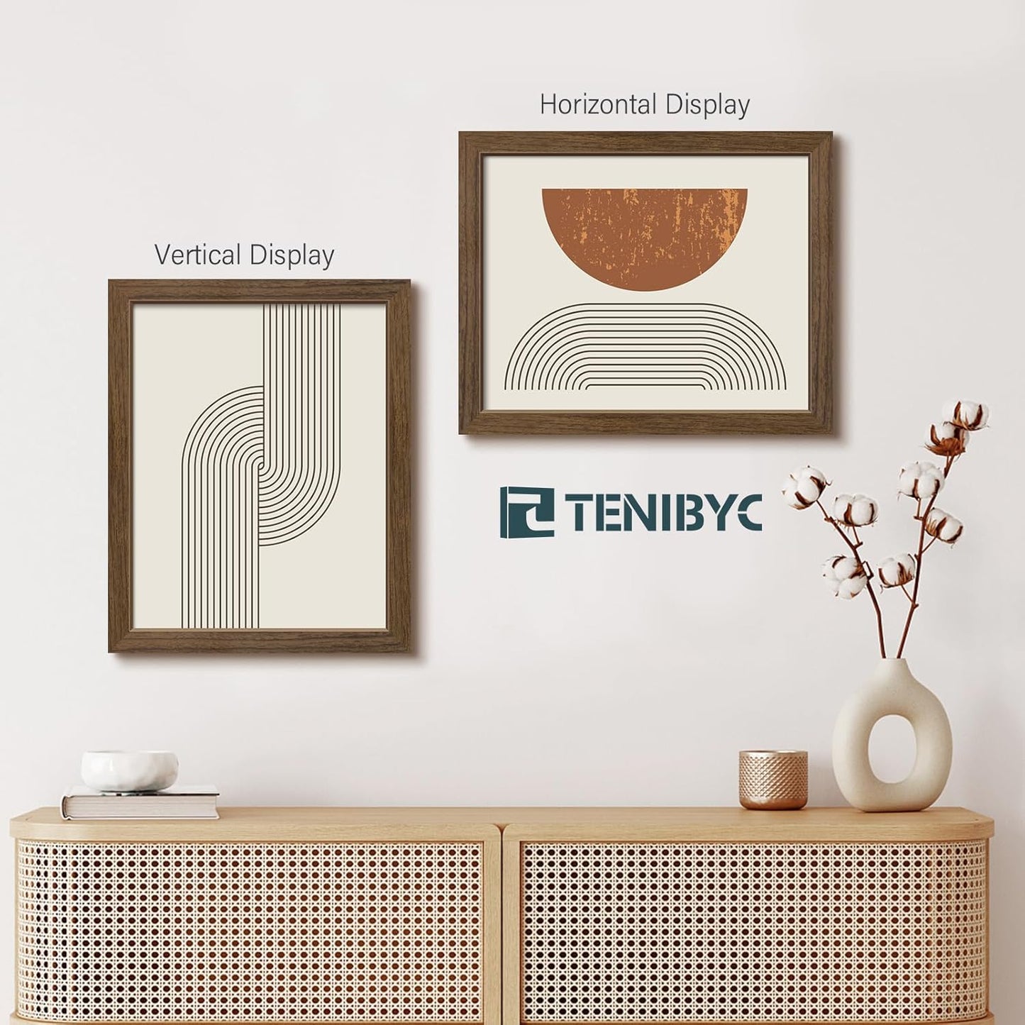 11x14 Picture Frame Set - 3 Pack, Brown Woodgrain, Wood Photo Frame, HD Tempered Glass, Wall Gallery Photo Frame