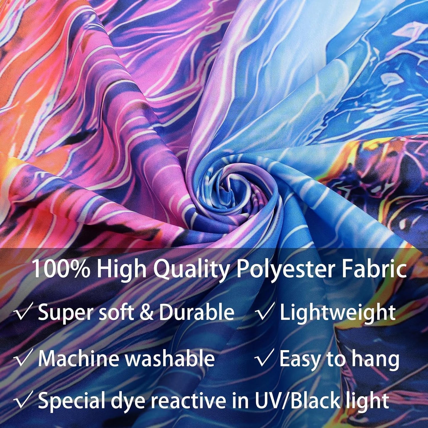 SparkLia Sunset Mountain Tapestry, Blacklight Colorful Forest Lake UV Reactive Tapestry, Neon Glow in the Dark Starry Stars Nature Landscape Wall Hanging Tapestries for Bedroom - 90" x 70"