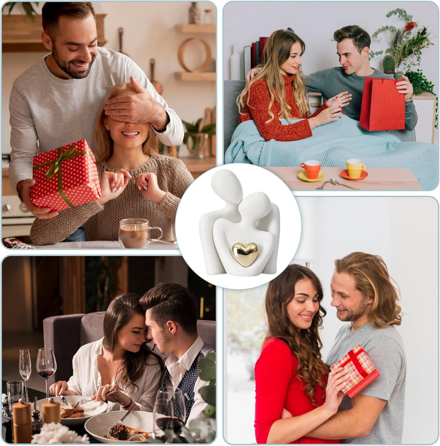 Starfa Mini Couple Statue Tv Stand Decor Items for Living Room,Modern Shelf Decor for Couples,Ceramic Couple Statue,Adornos para Sala Modernos,Nightstand, Knick Knacks for Shelves
