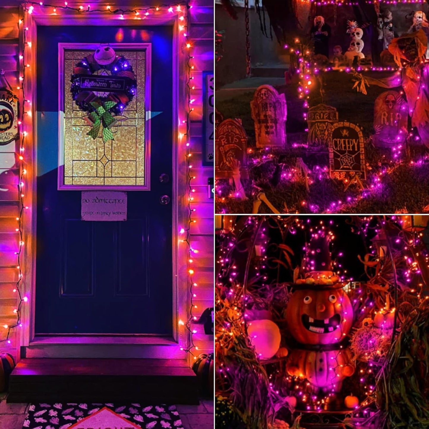 BrizLabs Orange Purple Halloween Lights, 33ft 100 LED Battery Halloween Lights, 8 Modes Orange Purple String Light with Timer, Indoor Outdoor Mini Battery Light for Outside Tree Bedroom Patio Decor