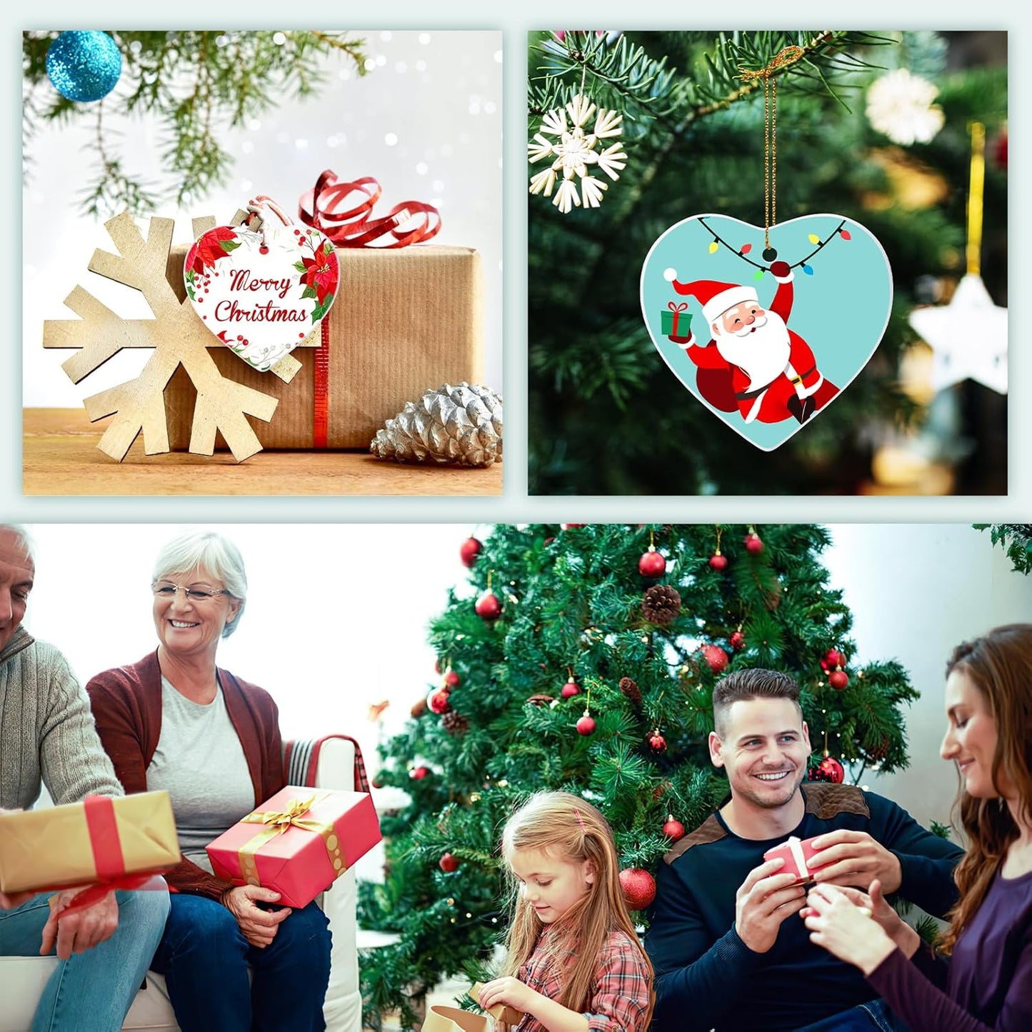 Personalized Christmas Ornaments 2025 Ceramic Custom Picture Text Hanging Ornament Customized Christmas Tree Decorations Keepsake Gift for Family Couples Xmas Tree Home Decor