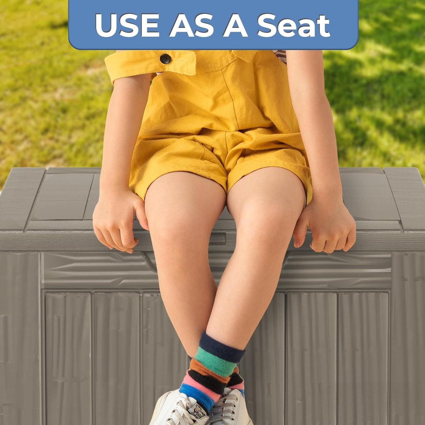 50 Gallon Outdoor Storage Box Waterproof Lockable Resin Deck Box Large, Patio Storage Bin for Pool Accessories Cushion Furniture, Garden Tools, UV-Resistant Outside Delivery Grey