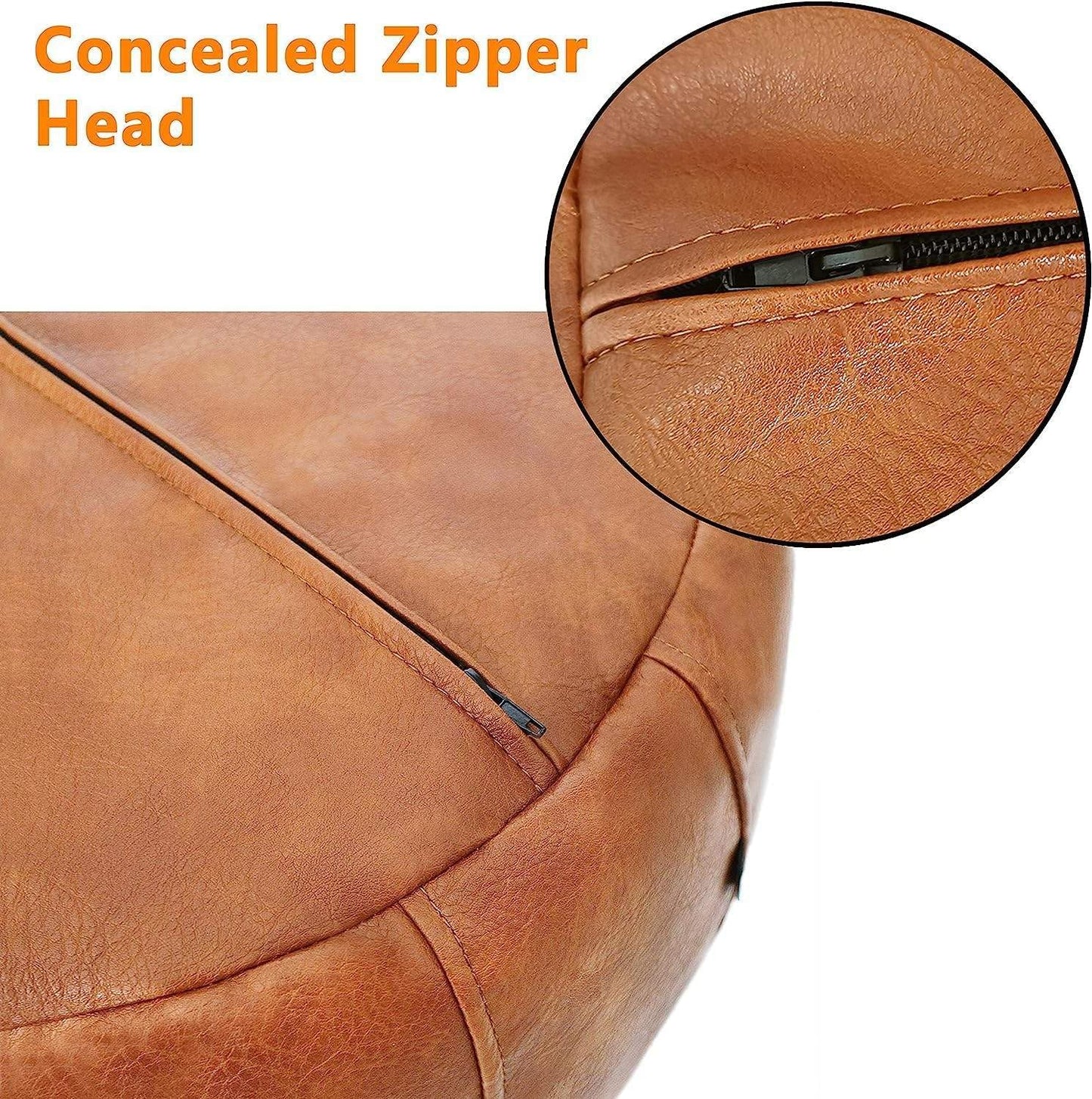 Moroccan Ottoman Leather Pouf – Luxurious Boho Decor for Living Room, Bedroom, or Lounge Seating | Handmade Comfort & Style