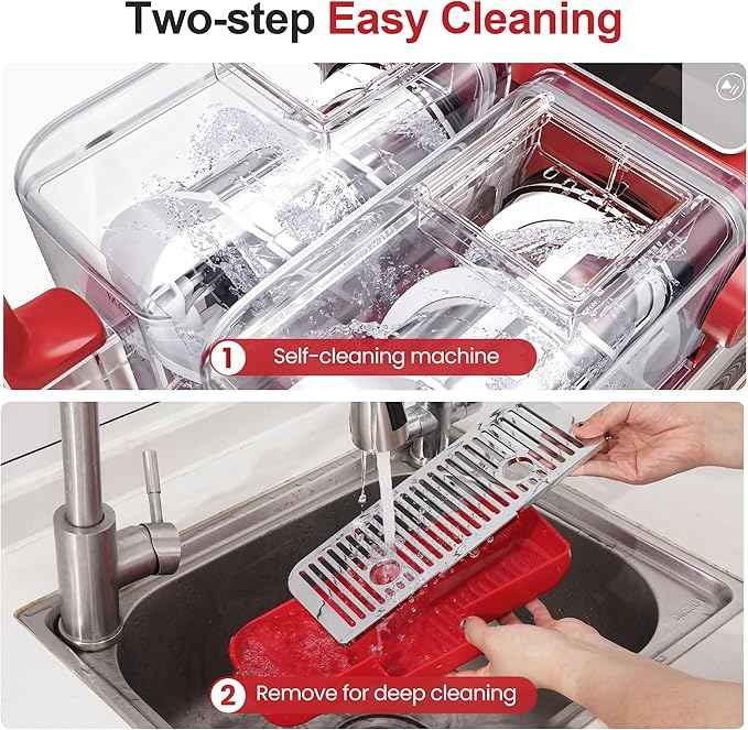 Dual-Tank Slushie Machine for Home: 169oz Frozen Drink Maker with Rapid Chill Technology, Self-Cleaning System & 5 Drink Modes, Keeps Drinks Frozen up to 12 Hours, ETL Certified, Red