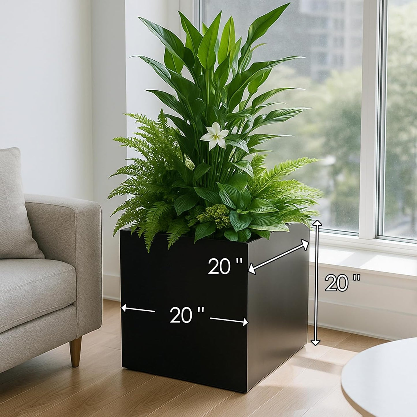 Kozyard Customizable 20'' Cube Metal Planter Box – Personalized Steel Flower Pot for Patio, Garden, Yard, or Indoor Décor