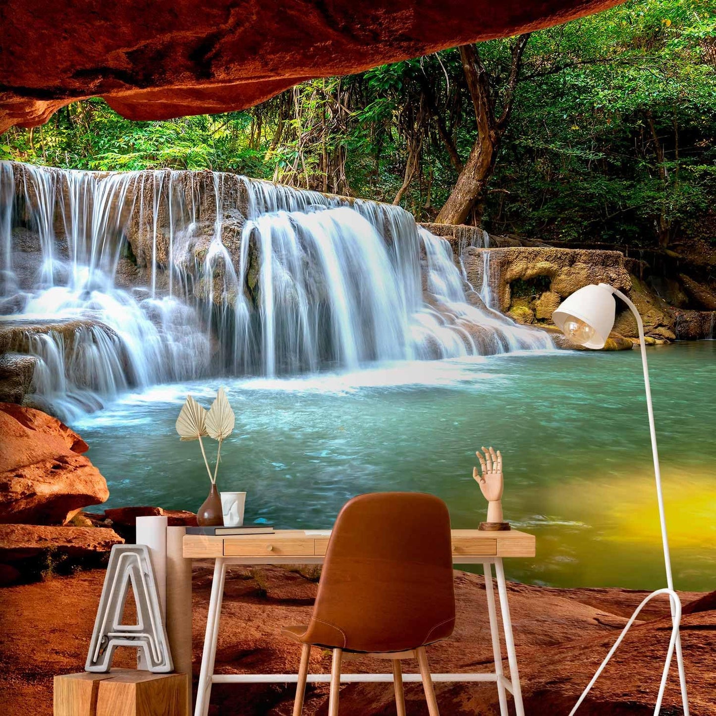 artgeist Wall Mural Waterfall 216x98 in - XXL Non-Woven Corner Wallpaper Fleece Angle Wall Decor Photo Print Picture Image Design Modern Nature Landscape Stones c-C-10026-a-a