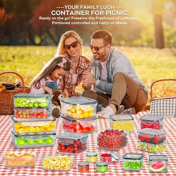 54 PCS Food Storage Containers with Lids Airtight (27 Lids &27 Containers) Leakproof Meal-Prep Kitchen Organization,Reusable Containers for Food Plastic Microwave/Dishwasher Safe with Labels & Pen