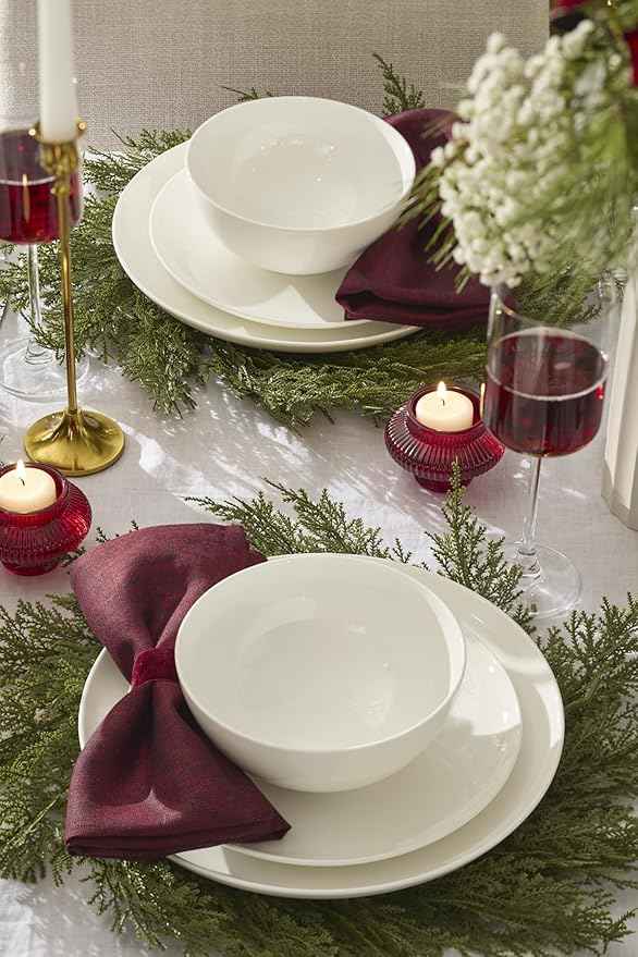Lenox Dinnerware Sets, Studio 1414 Coupe 18-Piece Dinnerware Set, Service For 6, Bone China Material, Dishwasher Safe, Microwave Safe, Bowls, Plates And Bowls, Dinner Dishes, Plates (White, 18 Piece)