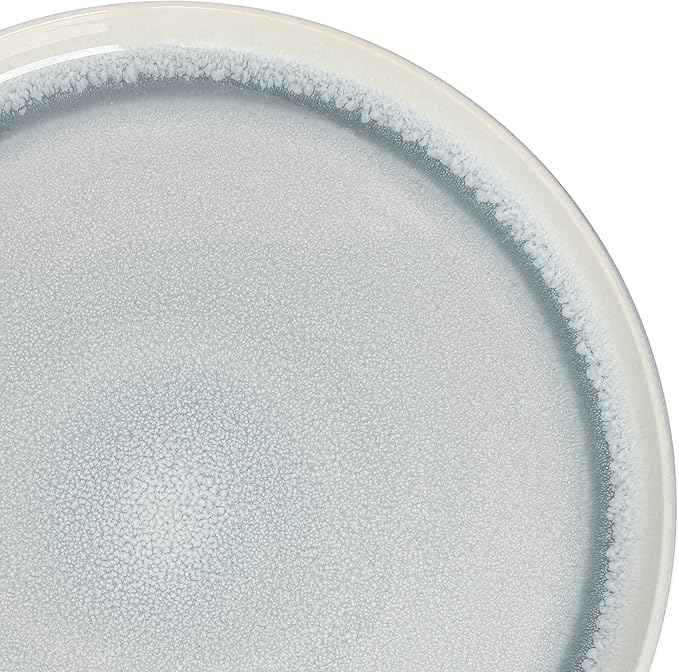 Gibson Elite Juno Moon 16-Piece Reactive Blue Double Bowl Dinnerware Set – Durable Stoneware Plates and Bowls
