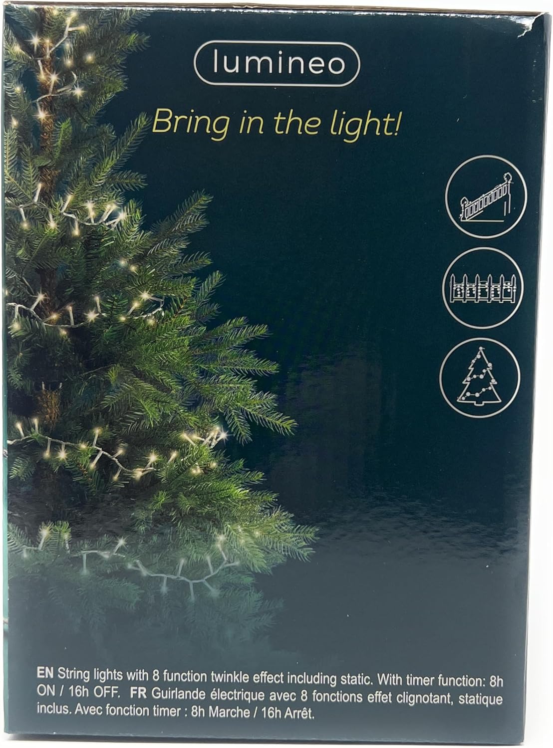 Lumineo 1000 LED Warm White Christmas Compact Lights Set, Transparent Wire 74 Feet