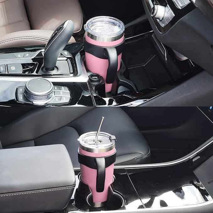 WETOWETO 20oz Tumbler with 2 lids and 2 straws, Stainless Steel Vacuum Insulated Water Coffee Tumbler Cup with Handle, Double Wall Powder Coated Travel Mug Thermal Cup (Ice Pink, 1 Pack)
