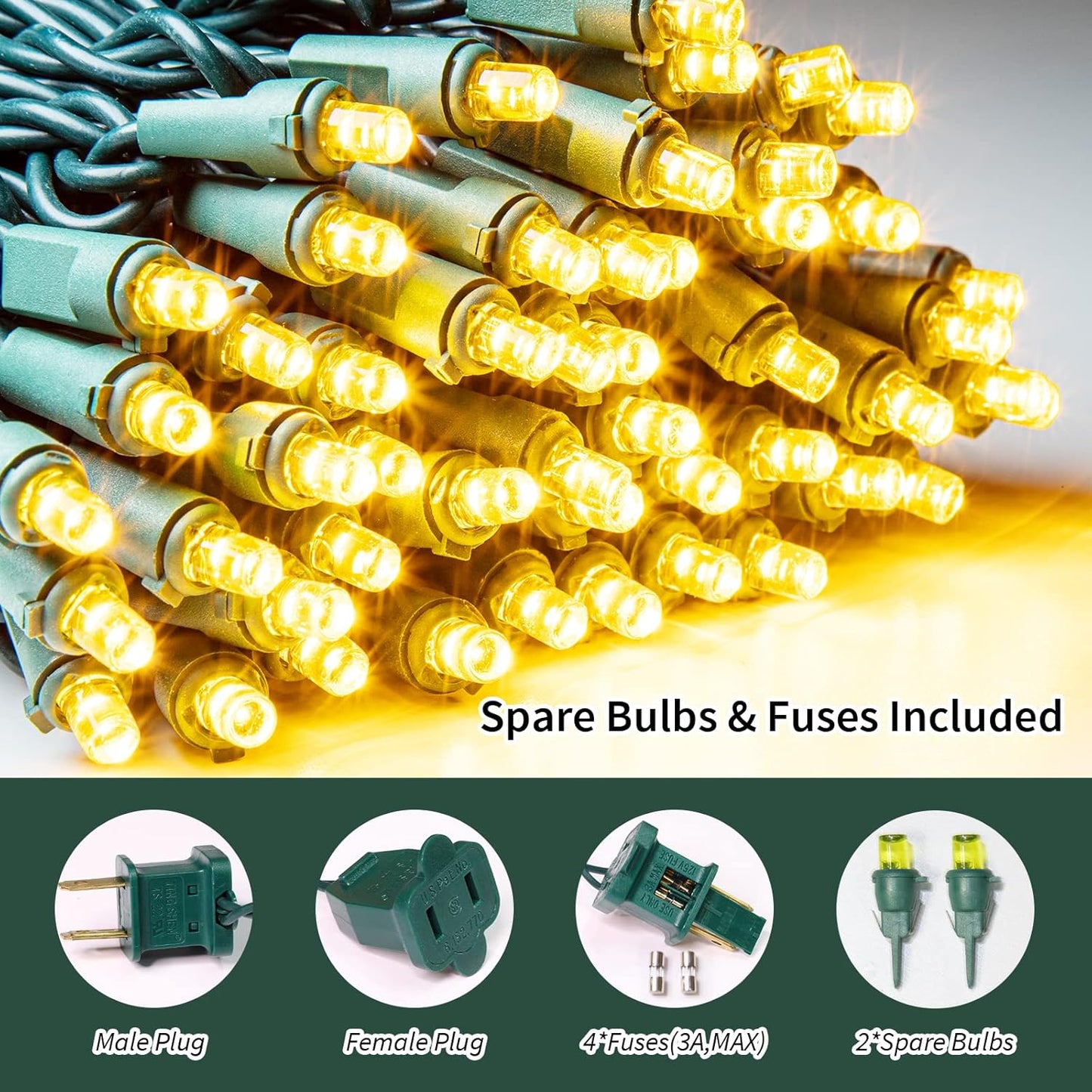 100 Count Yellow - String Lights - 21.6FT LED Christmas Lights, Mini led Lights for Indoor Outdoor Home Holiday Party Wedding Independence Day Decoration