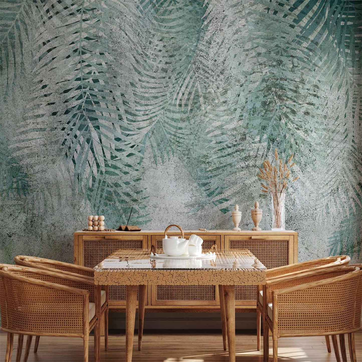 artgeist Wall Mural Leaves 138x101 in - XXL Non-Woven Wallpaper Fleece Wall Decor Photo Print Picture Image Design Nature Botanical Plants Palm Abstract b-C-0861-a-a