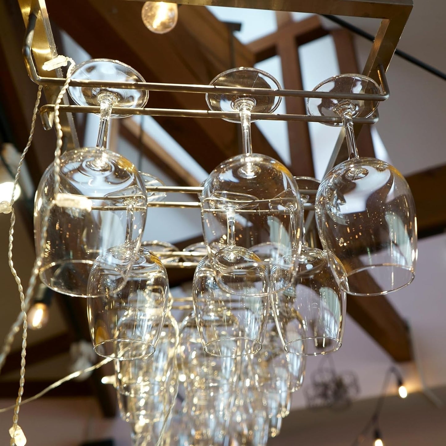 uxcell Wine Glass Rack Under Cabinet, 4Pcs 10-Inch Stemware Wine Glass Hanging Rack Stainless Steel Wine Glass Organizer Storage Hanger for 5mm Stemware Column, White