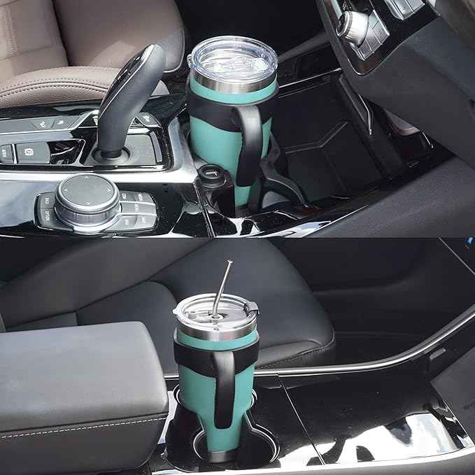 WETOWETO 20oz Tumbler with 2 lids and 2 straws, Stainless Steel Vacuum Insulated Water Coffee Tumbler Cup with Handle, Double Wall Powder Coated Travel Mug Thermal Cup (Light Green, 1 Pack)