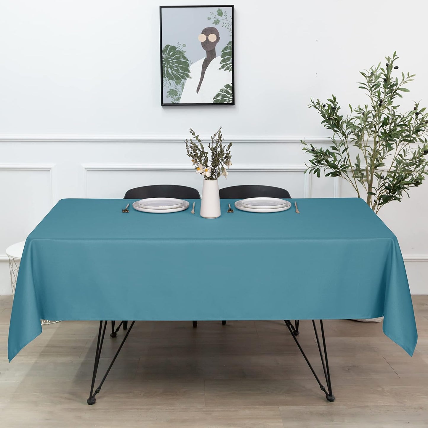 sancua Rectangle Tablecloth - 54 x 108 Inch - Stain and Wrinkle Resistant Washable Polyester Table Cloth, Decorative Fabric Table Cover for Dining Tables, Buffet Parties and Camping, Teal