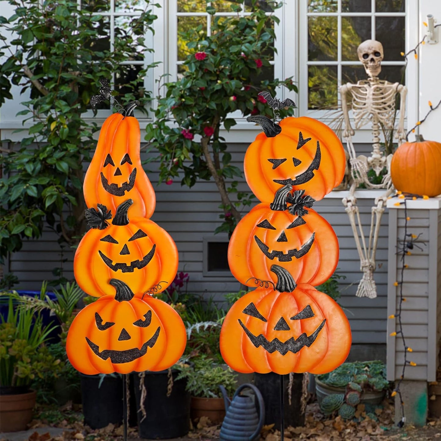 2 Pack Halloween Yard Decoration Stakes, Trick or Treat Happy Halloween Yard Signs for Halloween Outdoor Decor