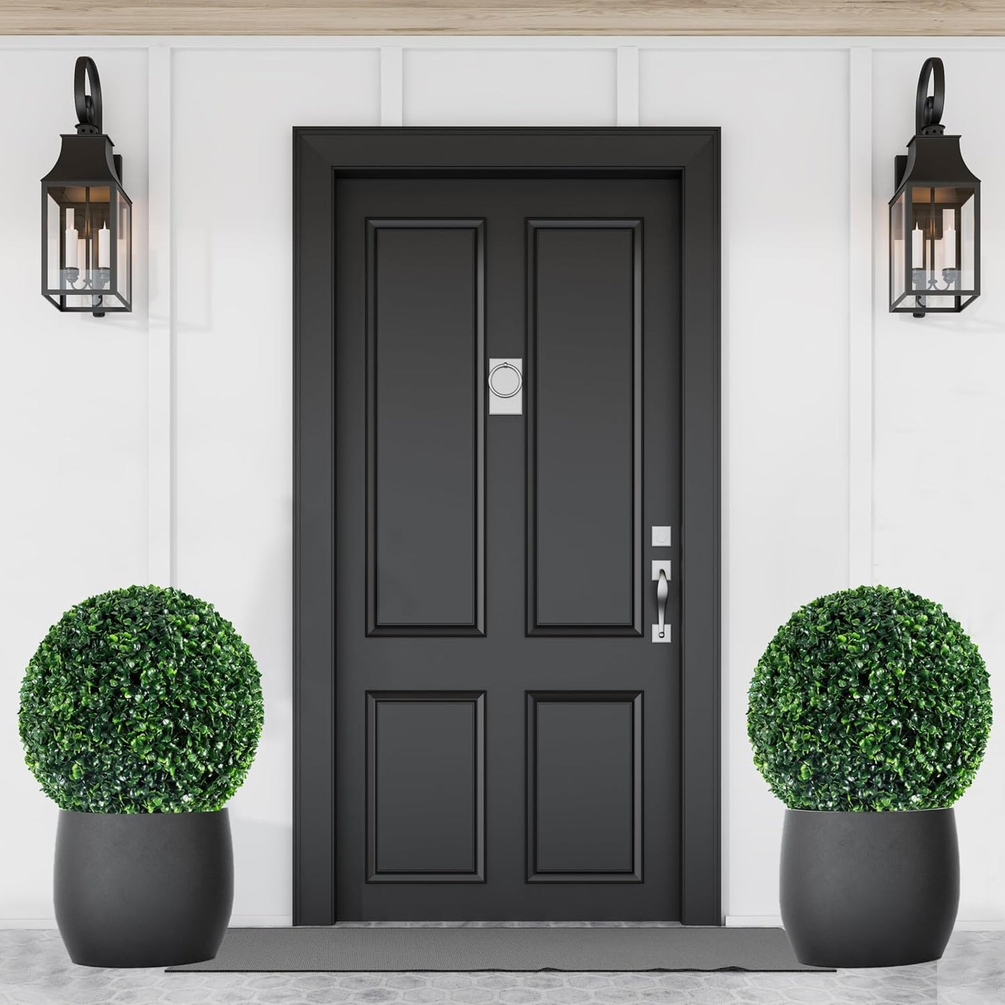 Ogrmar 2 PCS 13.7 inch 2 Layers Artificial Plant Topiary Ball Faux Boxwood Decorative Balls for Backyard, Balcony,Garden, Wedding and Home Décor (13.7 Inch)