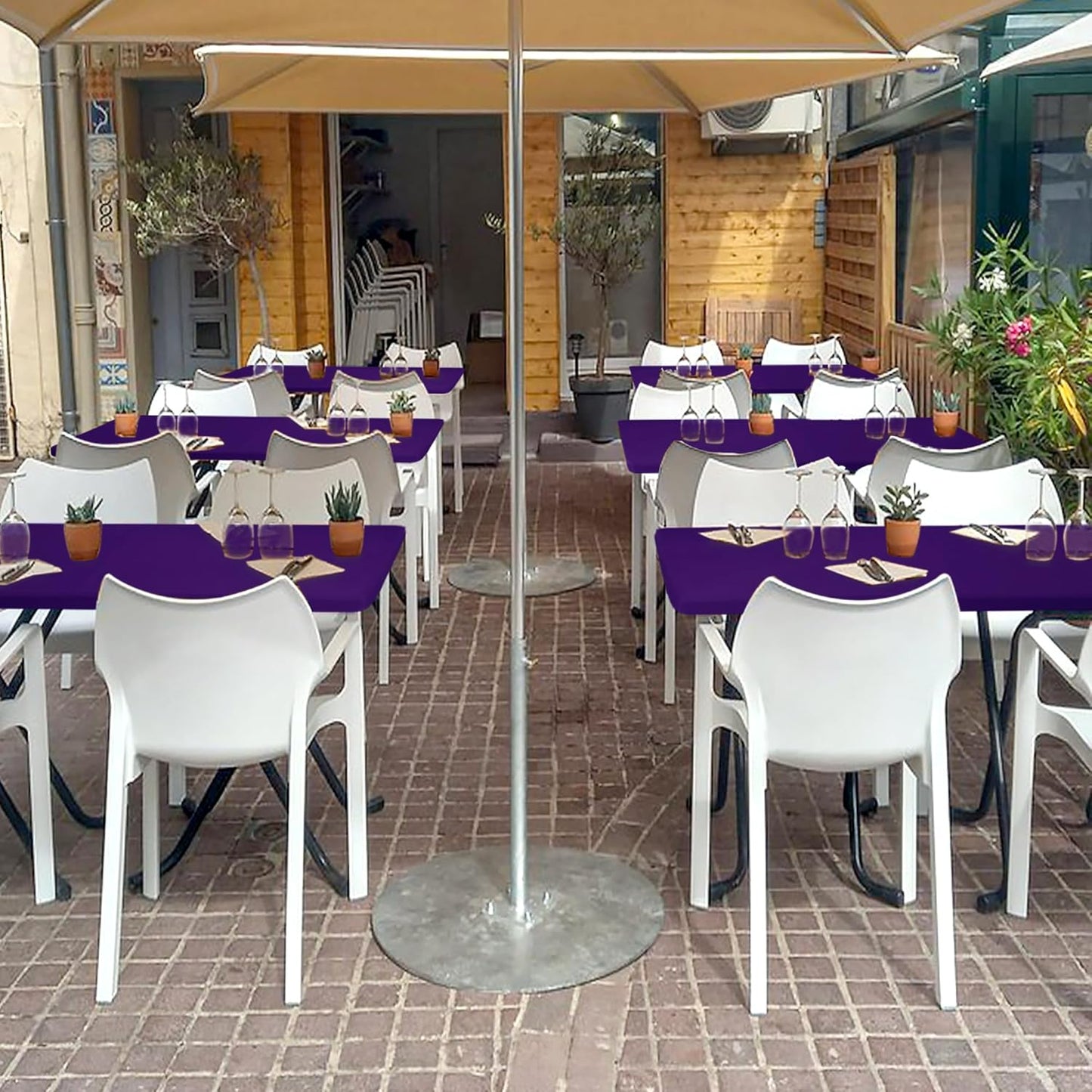 Spandex Table Cover for 6 Foot Rectangle Tables-6 Pack Dark Purple Outdoor Picnic Elastic Table Cover-Spandex Stretch Folding Table Cloths for Camping Dining Room Patio Kitchen Banquet Party