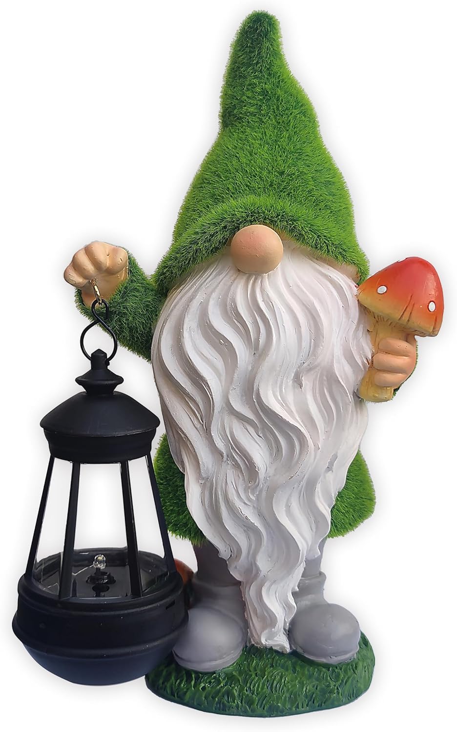 Gnomes Solar Garden Statues,Resin Gnome Figurine Decorations Holding Mushroom and Solar Lights Lantern, Outdoor Figurines Lawn Garden Statue Decor Art for Lawn,Yard, Balcony Ornament.