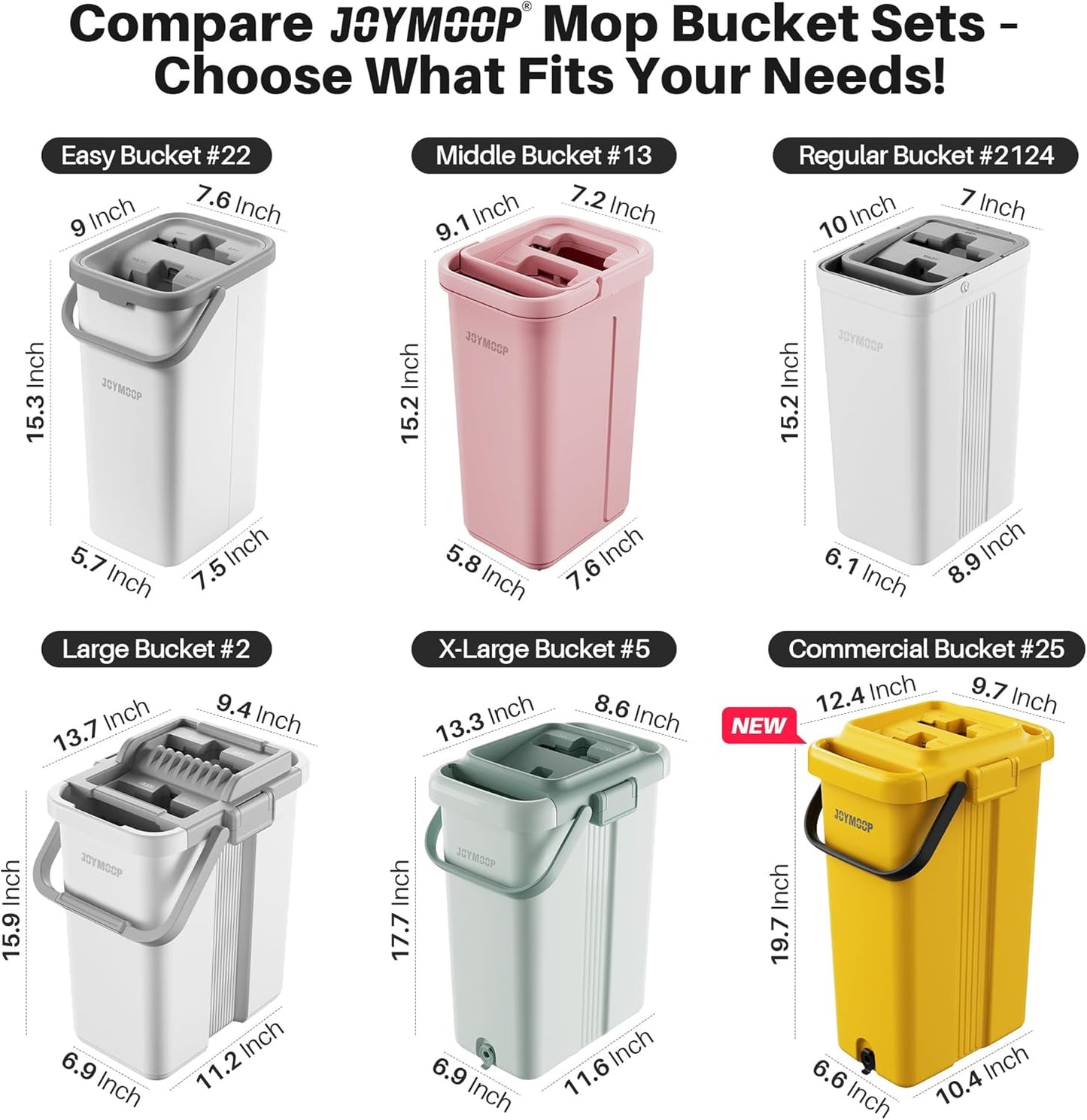 JOYMOOP White Flat Mop & Bucket with 1 Microfiber Pad, 12 Disposable Toilet Brushes, Stainless Steel Toilet Brush and Holder Set, Multi-Functional Cleaner for Floors, Windows, and Toilets