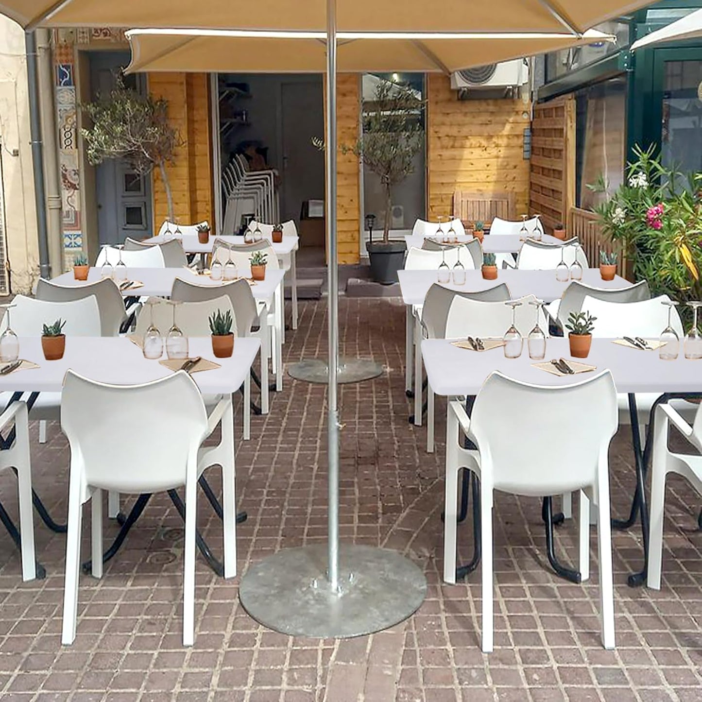 Spandex Table Cover Fitted 4ft Rectangular Tables-6 Pack White Stretch Table Clothes-Stretchable Elastic Folding Tablecloth for Outdoor Picnic Camping Dining Room Patio Kitchen Banquet Party