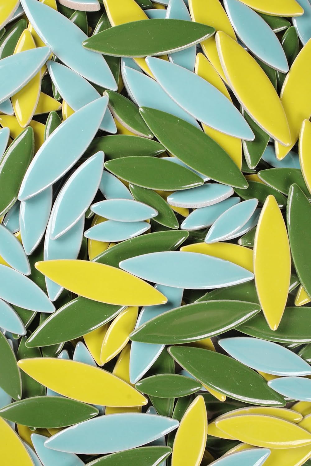 VerzTile Mosaic Tiles for Crafts - Petal Shaped Ceramic Tile Craft Hobbies & Art Projects 39 Color Options Endless Creativity DIY Design (Light Green Mix)