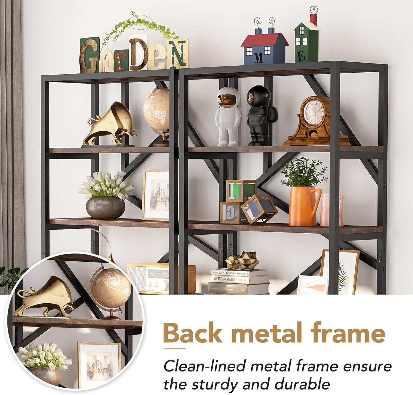 Tribesigns 71 Inch Industrial Bookshelf, 6 Shelf Etagere Bookcase, Free Standing Open Book Shelves Storage Display Shelf, Wood Shelving Units Organizer Rack for Bedroom Home Office Living Room