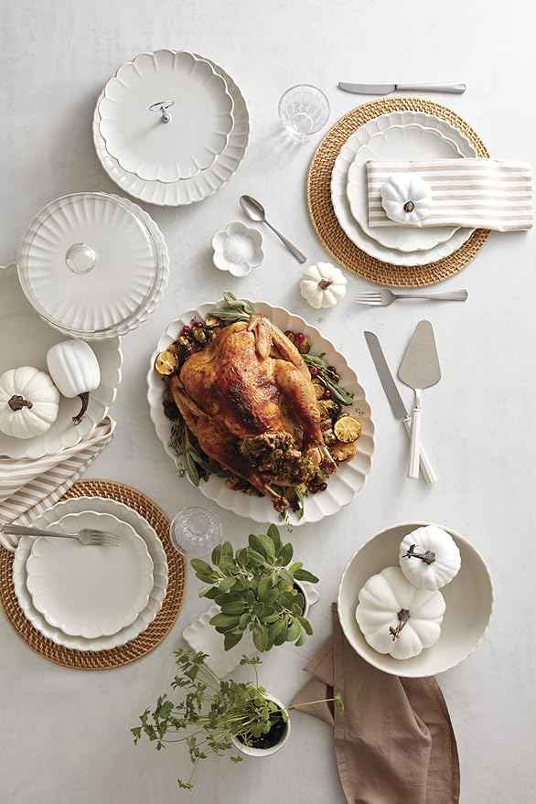 Lenox French Perle Scallop Serving Bowl, 3.60 LB, White