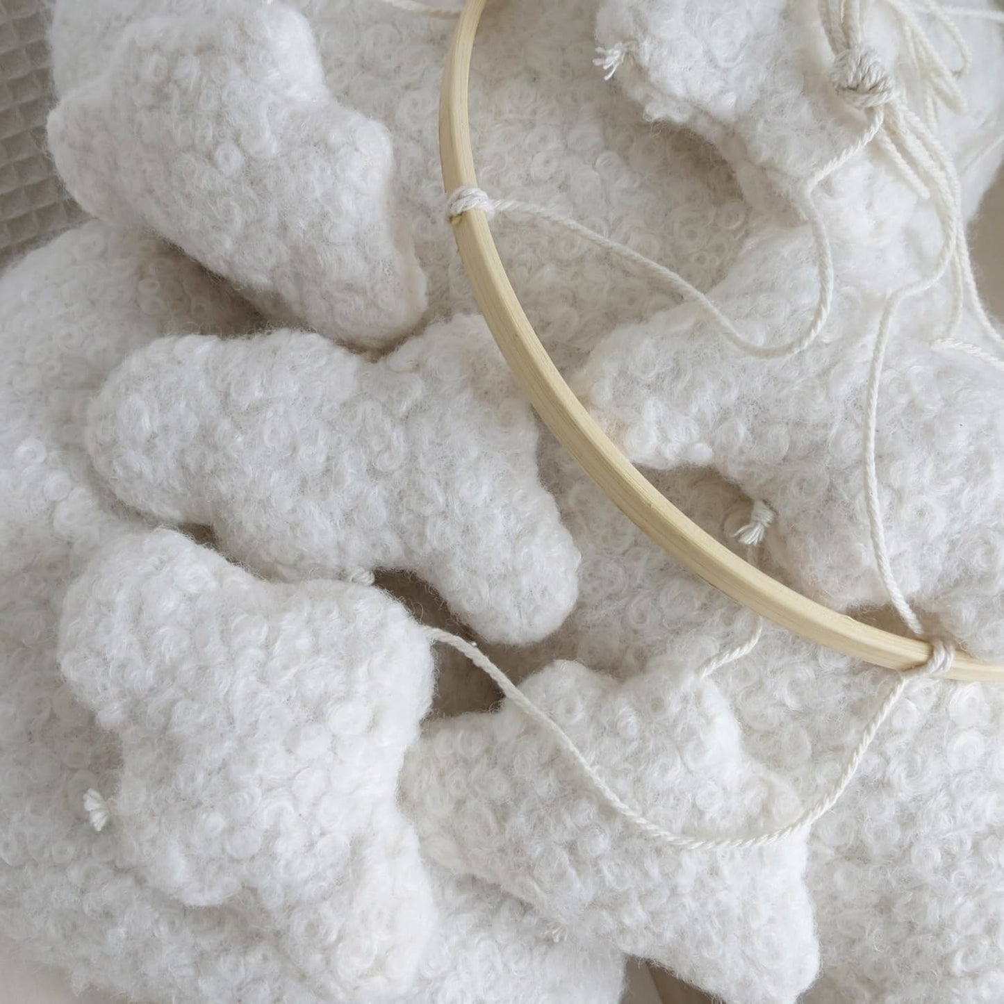 Cloud Mobile for Crib Boho Baby Mobile for Crib Bassinet Boucle Cloud Crib Mobile for Girls Boys Neutral Nursery Mobiles