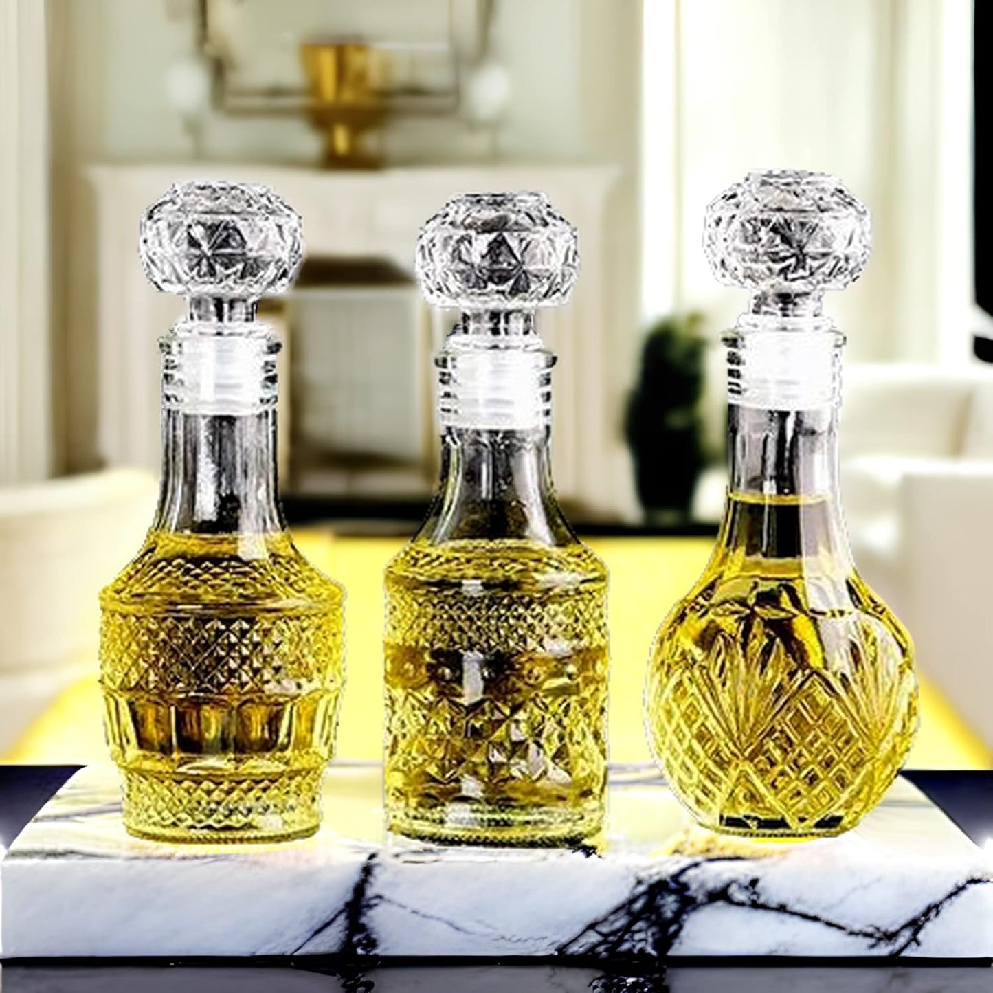 AlifordGlass Mini Glass Bottles with 6 Different Shapes Can be Used for Self-Made juicing, Wine Bottles or Whiskey Decanter