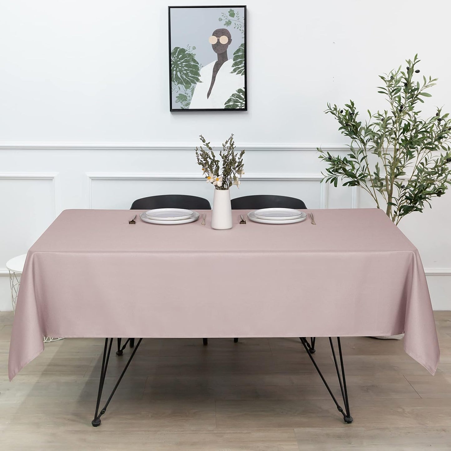 sancua Square Tablecloth - 70 x 70 Inch - Stain and Wrinkle Resistant Washable Polyester Table Cloth, Decorative Fabric Table Cover for Dining Tables, Buffet Parties and Camping, Blush